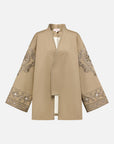 EP YAYING Beige Embroidered Long Coat