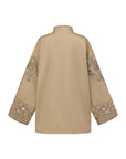 EP YAYING Beige Embroidered Long Coat