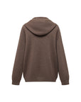 EP YAYING Brown Zip Cashmere Hooded Knit Jacket