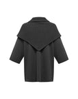 EP YAYING Openwork Shawl-Collar Cashmere Knit Top