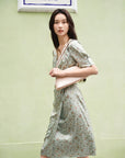EP YAYING Silk Printed Tea Dress EGJES4613AG