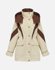 YAYING Beige Contrast Trim Coat