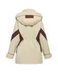 YAYING Beige Contrast Trim Coat
