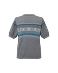EP YAYING Fair Isle Vintage Jacquard Short-Sleeve Knit Top