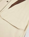 YAYING Beige Contrast Trim Coat