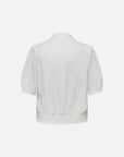 EP YAYING Mulberry Silk White V-Neck Jacquard Jacket
