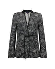 EP YAYING Silk Satin Jacquard Waist-Cinched Blazer