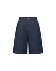 EP YAYING Linen-Lyocell High-Waist Wide-Leg Cropped Denim Pant