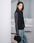 EP YAYING Wool Embroidered Stand Collar Vest