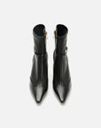 EP YAYING Stretch Lambskin Spliced Pointed Toe High-Heeled Ankle Boots