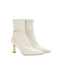 EP YAYING Stretch Lambskin Spliced Pointed Toe High-Heeled Ankle Boots