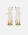 EP YAYING Stretch Lambskin Spliced Pointed Toe High-Heeled Ankle Boots