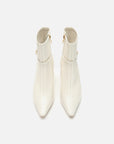 EP YAYING Stretch Lambskin Spliced Pointed Toe High-Heeled Ankle Boots