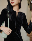 EP YAYING Silk Velvet Little Black Dress