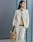 EP YAYING White Duck Down Tweed-Style Jacket EGKIAY137AW