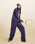 EP YAYING Curved Leg Wide Trousers