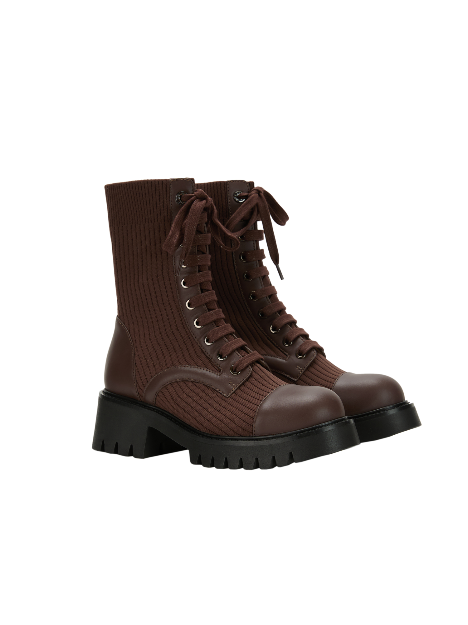 EP YAYING Knitted Chunky Heel Martin Boots