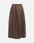 EP YAYING Textured PU Leather Midi Skirt