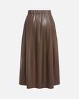EP YAYING Textured PU Leather Midi Skirt