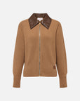 EP YAYING Cashmere Leather Collar Knitted Sweater