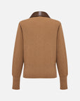 EP YAYING Cashmere Leather Collar Knitted Sweater