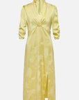 YAYING Yellow Satin Midi Dress