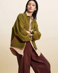 EP YAYING Wool‑Brushed Color‑Blocked Warm Jacket EGLIW1305A