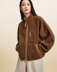 EP YAYING Wool‑Brushed Color‑Blocked Warm Jacket EGLIW1305B