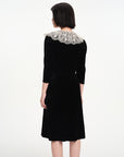 EP YAYING Lace Collar Velvet Knee Length Dress