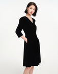 EP YAYING Lace Collar Velvet Knee Length Dress