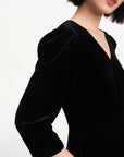 EP YAYING Lace Collar Velvet Knee Length Dress