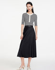 EP YAYING Black High Waist Midi Skirt