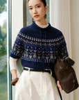 EP YAYING Folk Jacquard Funnel-Neck Cashmere Pullover EGLAG9549A