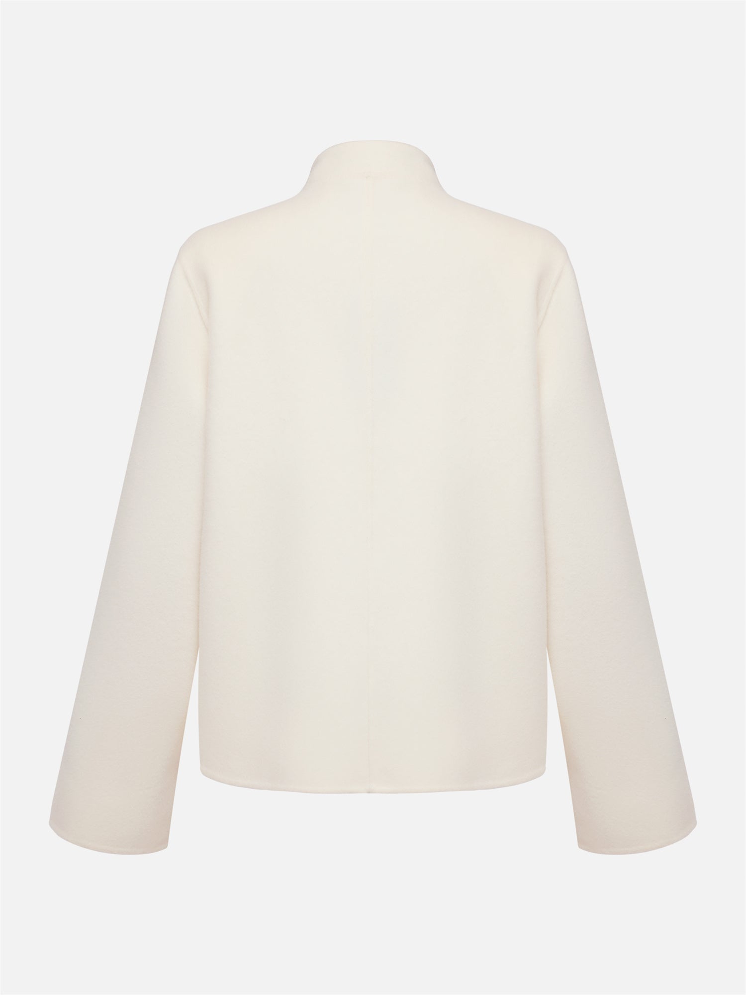 White-on-White Cashmere Cape Double-Faced Wool Short Coat