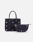EP YAYING Pleated Acetate Tote Bag with Detachable Pouch