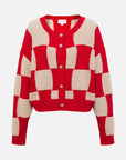 EP YAYING Plaid Short Knitted Cardigan