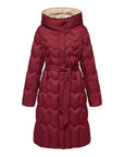 YAYING Burgundy Long Puffer Coat
