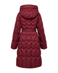 YAYING Burgundy Long Puffer Coat