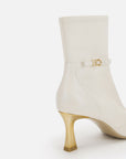 EP YAYING Stretch Lambskin Spliced Pointed Toe High-Heeled Ankle Boots