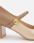EP YAYING Color-Blocked Chunky Heel Mary Janes