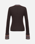 EP YAYING Ethnic Jacquard Knitted Cardigan