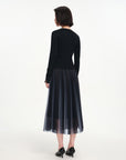 EP YAYING Mesh Pleated Dress with Fitted Tank