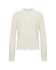 EP YAYING Mock-Neck Sequin Jacquard Cashmere Cardigan