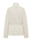 EP YAYING Pure White Cashmere Stand-Collar Drawstring Cardigan