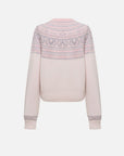 EP YAYING Folk Jacquard Pink Wool Sweater EGLAW9552A