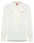 YAYING Silk Tie-Neck Embroidered Shirt EPKAS2302AM