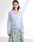 EP YAYING Linen Hooded Knit Cardigan