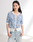 EP YAYING Vintage Jacquard Knit Cardigan