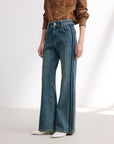 EP YAYING Color-Blocked Rhinestone Jeans
