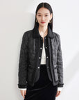 EP YAYING Wool Bouclé Patchwork Down Jacket
